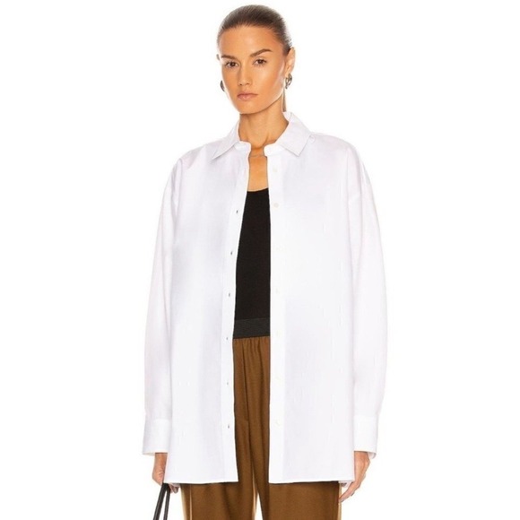 Loulou Studio Tops - LOULOU STUDIO Espanto Oversized Cotton Button Up Shirt White XL